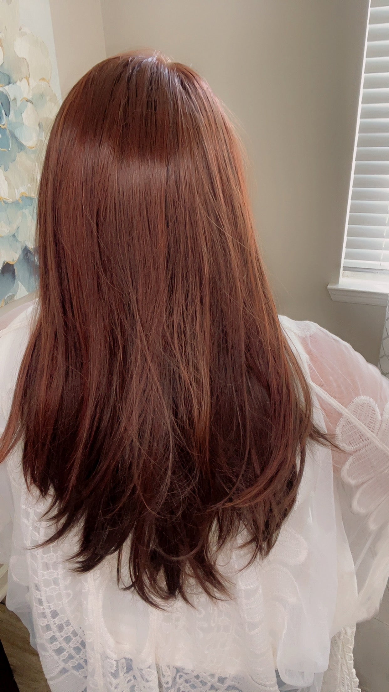 BRIDGETTE 25 – Luxury Wig by Chic Lifestyle Shown in Dark Cherry.