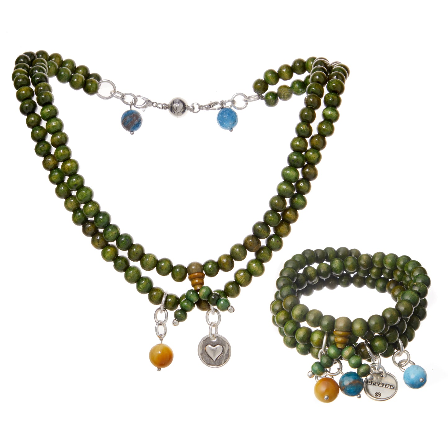 Breathe Heart Wood Boho Wrap Bracelet/Necklace