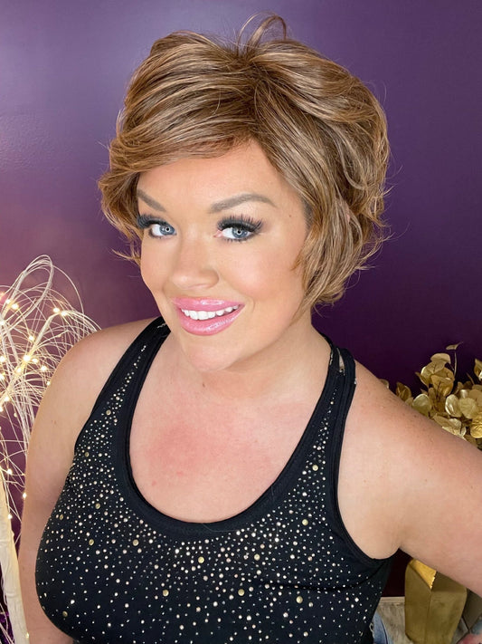 GRETA – Luxury Wig by Chic Lifestyle Shown in Ginger.