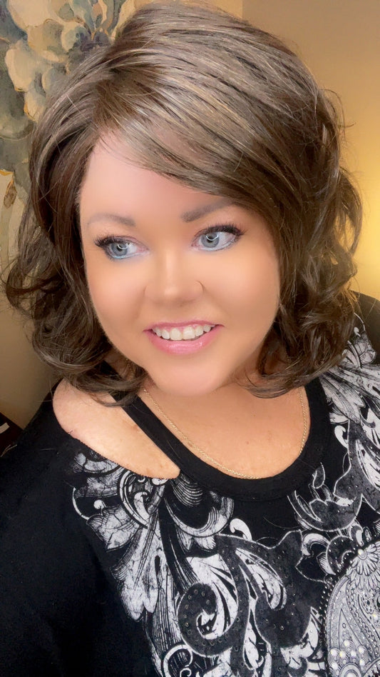 NATALIE – Luxury Wig by Chic Lifestyle Shown in Milk Chocolate.