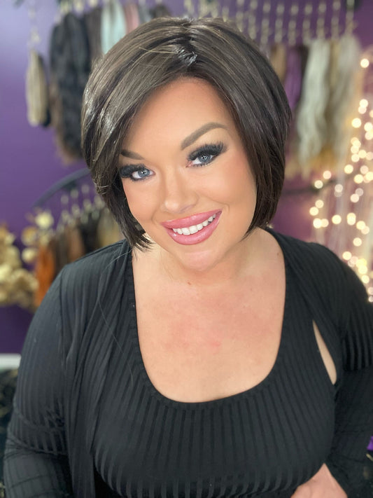 Nevaeh – Luxury Wig by Chic Lifestyle Shown in Espresso Brown.