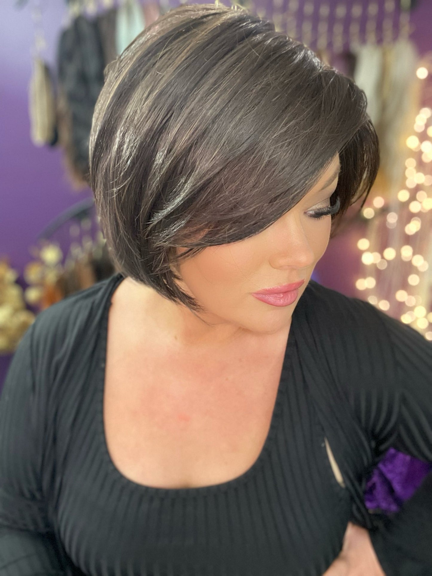 Nevaeh – Luxury Wig by Chic Lifestyle Shown in Espresso Brown.