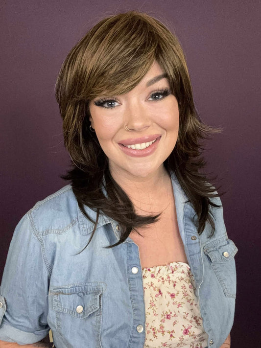 Violet – Luxury Wig by Chic Lifestyle Shown in Toasted Caramel.