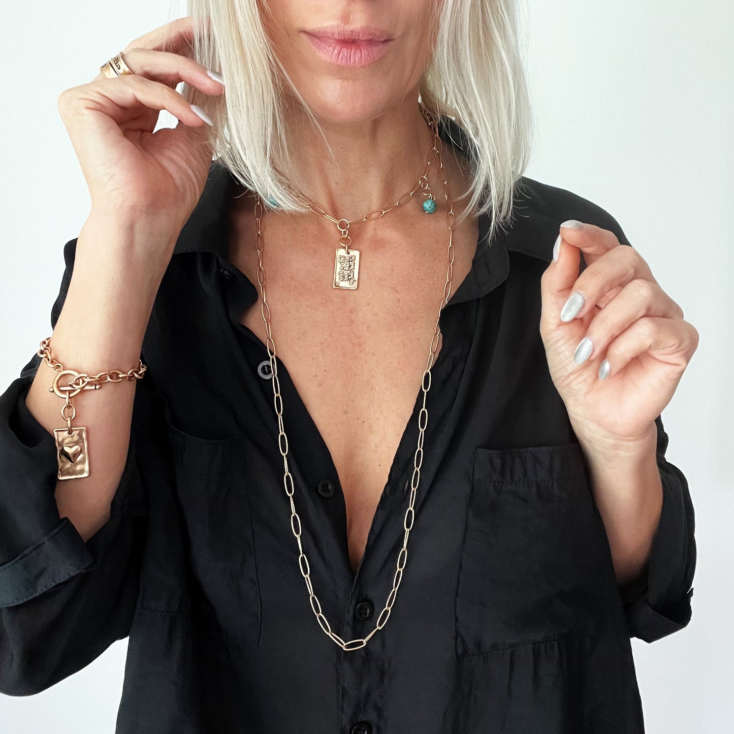 Take a Deep Breath and Let That Shit Go Heart Klink Necklace