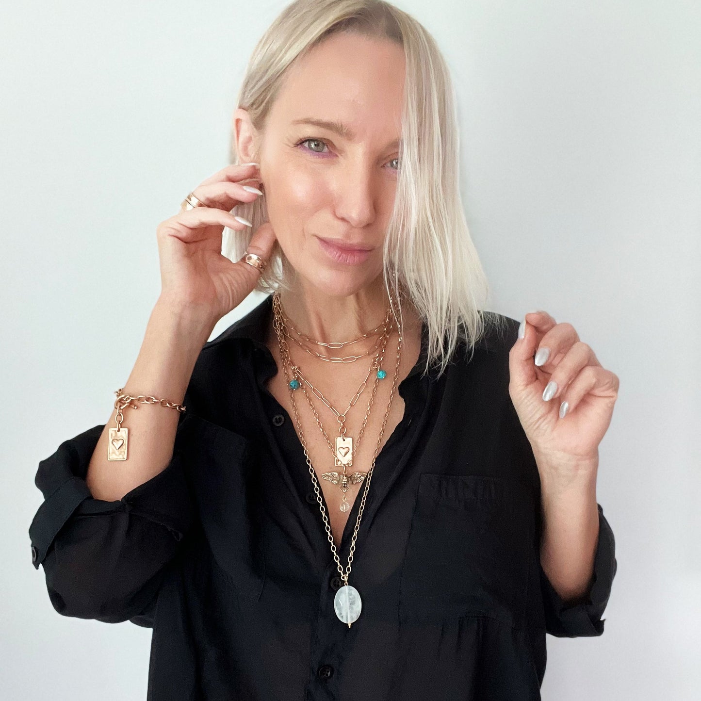 Take a Deep Breath and Let That Shit Go Heart Klink Necklace