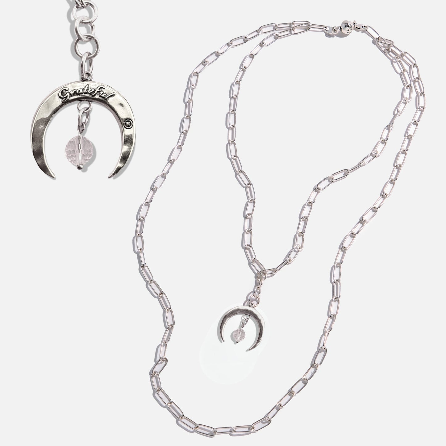 Grateful Crescent Moon Klink Necklace