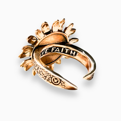 Have Faith Sunflower Inspire Adjustable Ring