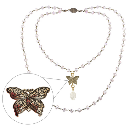 Joy Butterfly Long Rosary Chain Necklace