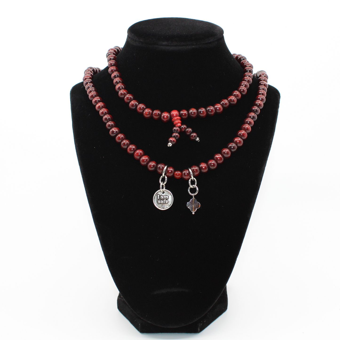 I Am Safe Heart Wood Boho Wrap Bracelet/Necklace