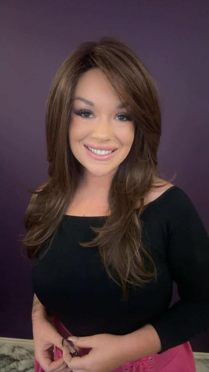 Aurora Warm Ganache Brown HS HT Diamond Luxury Wig*Sample A NOT RETURNABLE*