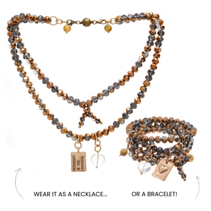 Embrace the Unknown Heart Crystal Boho Wrap Bracelet/Necklace