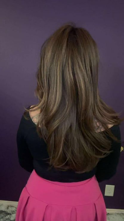 Aurora Warm Ganache Brown HS HT Diamond Luxury Wig*Sample A NOT RETURNABLE*