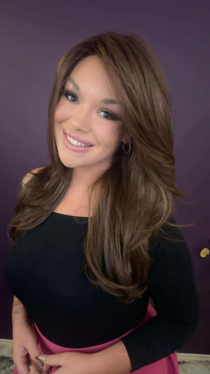 Aurora Warm Ganache Brown HS HT Diamond Luxury Wig*Sample A NOT RETURNABLE*