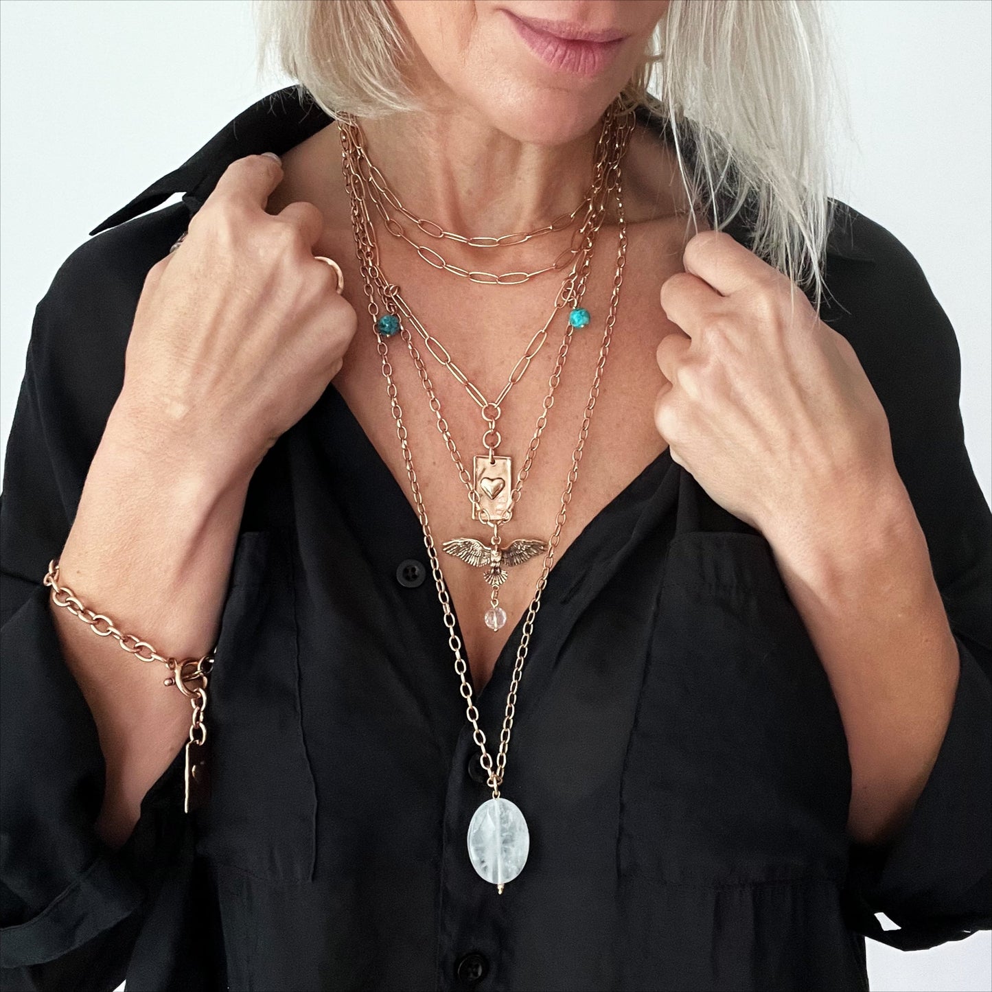 Take a Deep Breath and Let That Shit Go Heart Klink Necklace