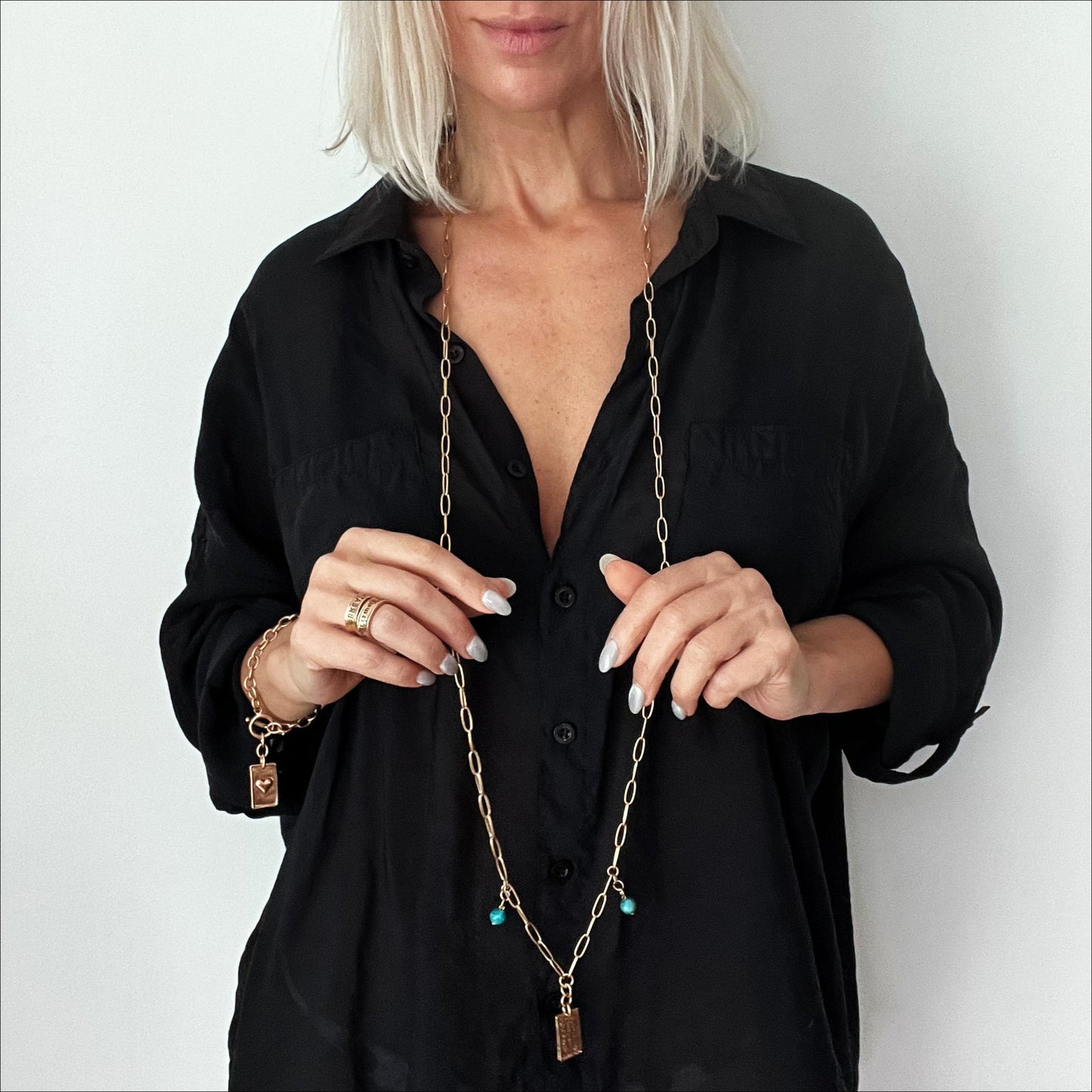 Take a Deep Breath and Let That Shit Go Heart Klink Necklace