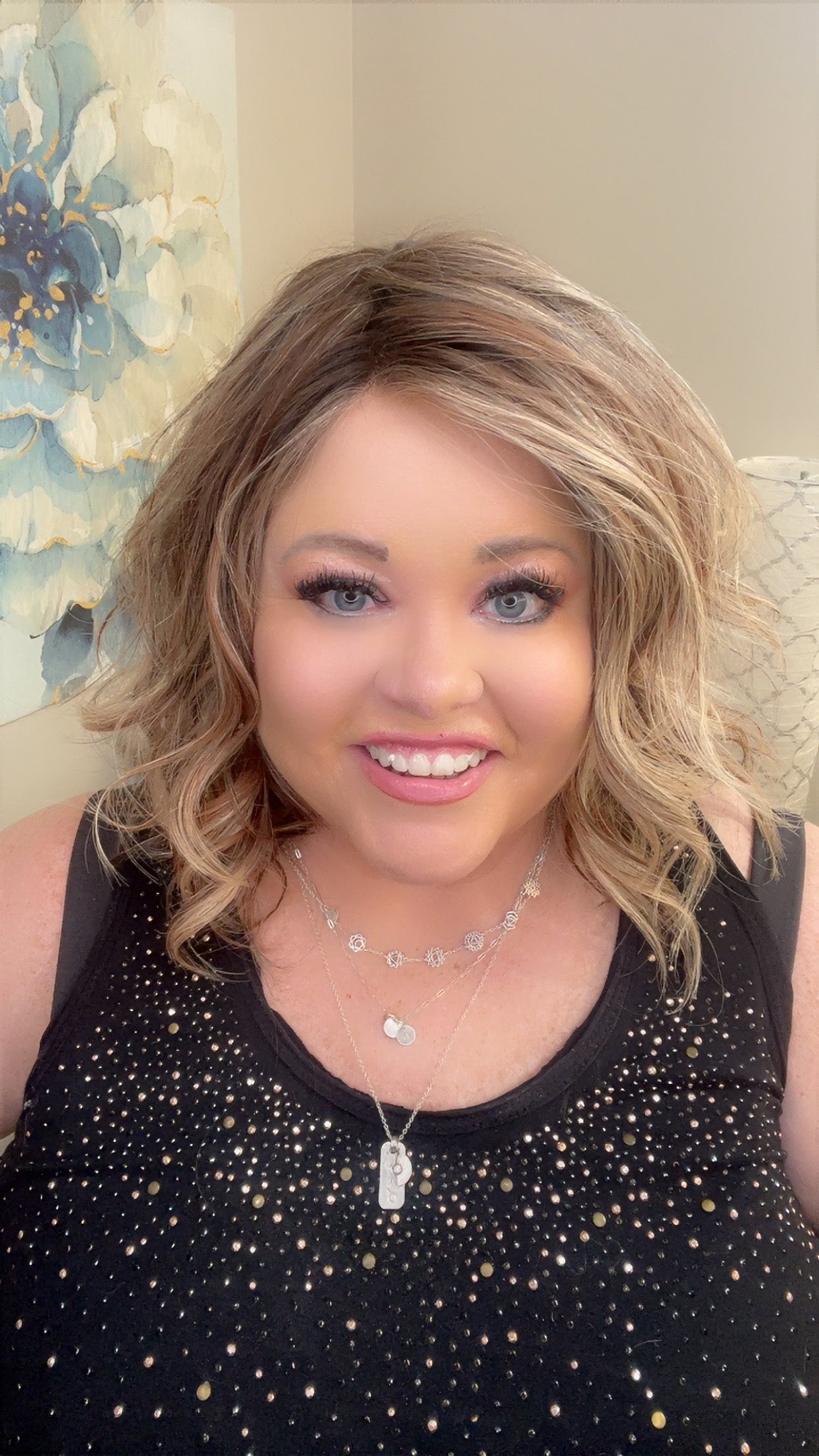 Capri Human Hair Wig 16" Hand-Tied Light Brown with Blonde Blend