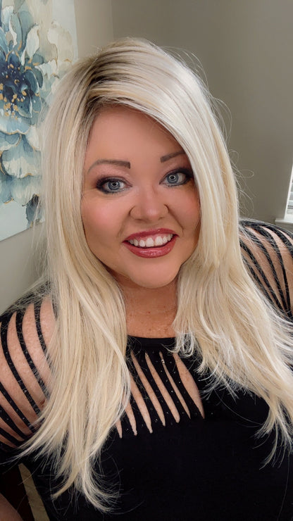 BRIDGETTE 25 – Luxury Wig by Chic Lifestyle Shown in California Blonde.