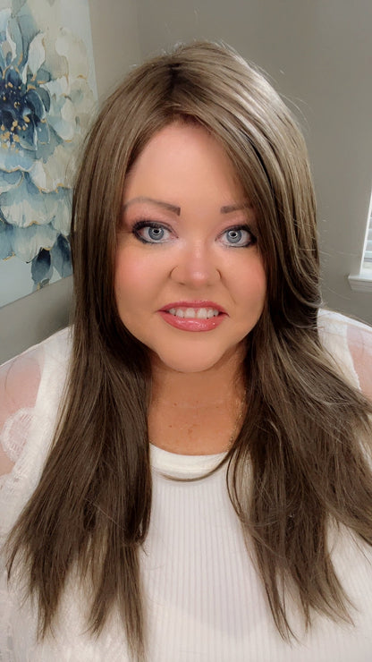 BRIDGETTE 25 – Luxury Wig by Chic Lifestyle Shown in Hazelnut.