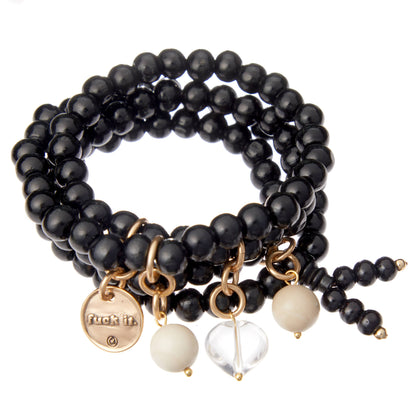 F*ck It Heart Wood Boho Wrap Bracelet/Necklace