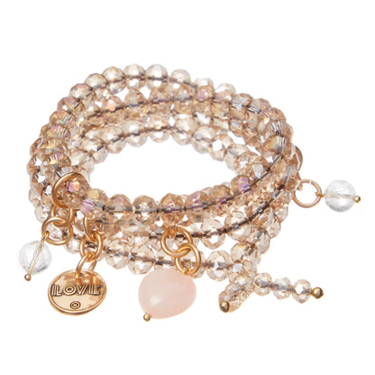 Love Heart Crystal Boho Wrap Bracelet/Necklace