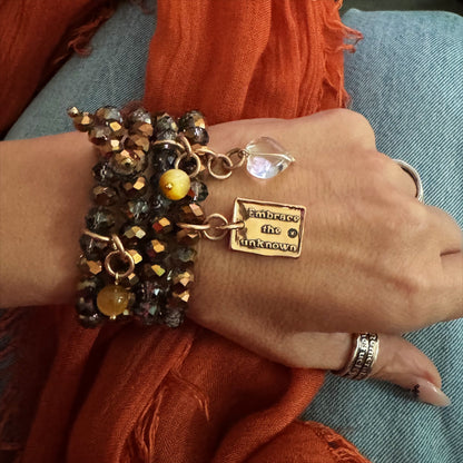 Embrace the Unknown Heart Crystal Boho Wrap Bracelet/Necklace