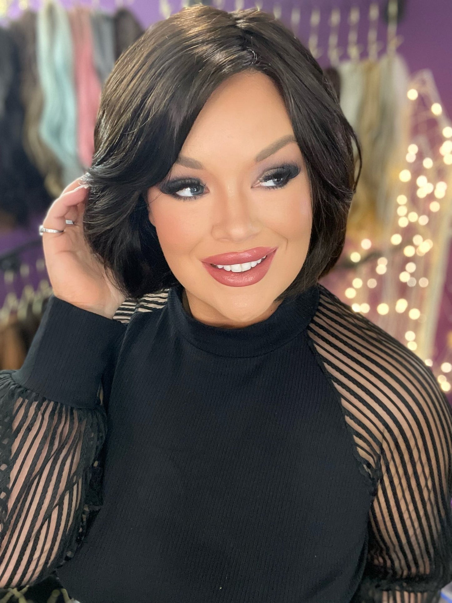 CHARLIE – Luxury Wig by Chic Lifestyle Shown in Cocoa Bean.