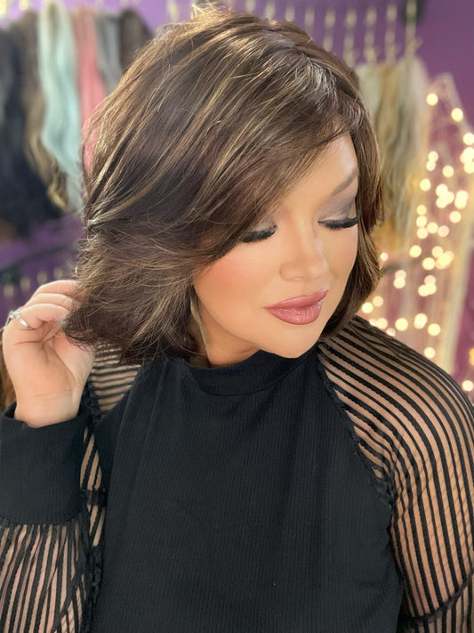 CHARLIE – Luxury Wig by Chic Lifestyle Shown in English Tea.