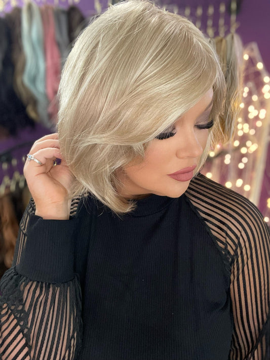 CHARLIE – Luxury Wig by Chic Lifestyle Shown in Princess Ivory.