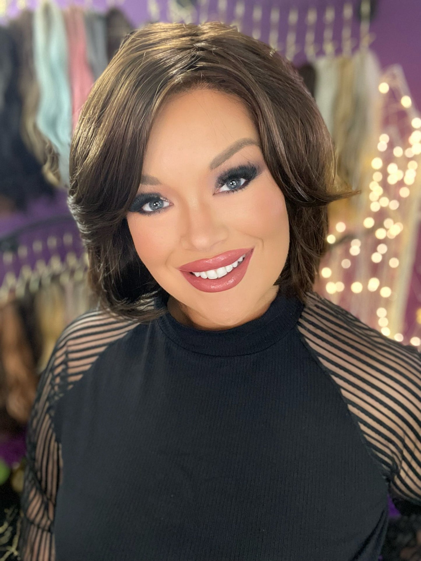 CHARLIE – Luxury Wig by Chic Lifestyle Shown in Walnut Brown.