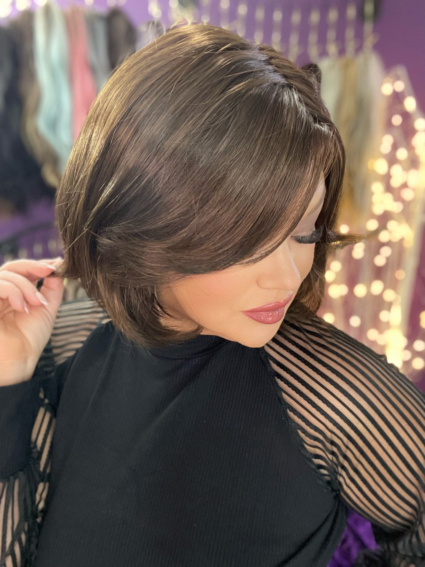 CHARLIE – Luxury Wig by Chic Lifestyle Shown in Walnut Brown.