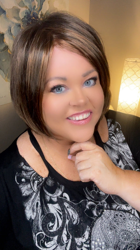 CLARISSA – Luxury Wig by Chic Lifestyle Shown in Cherrywood.