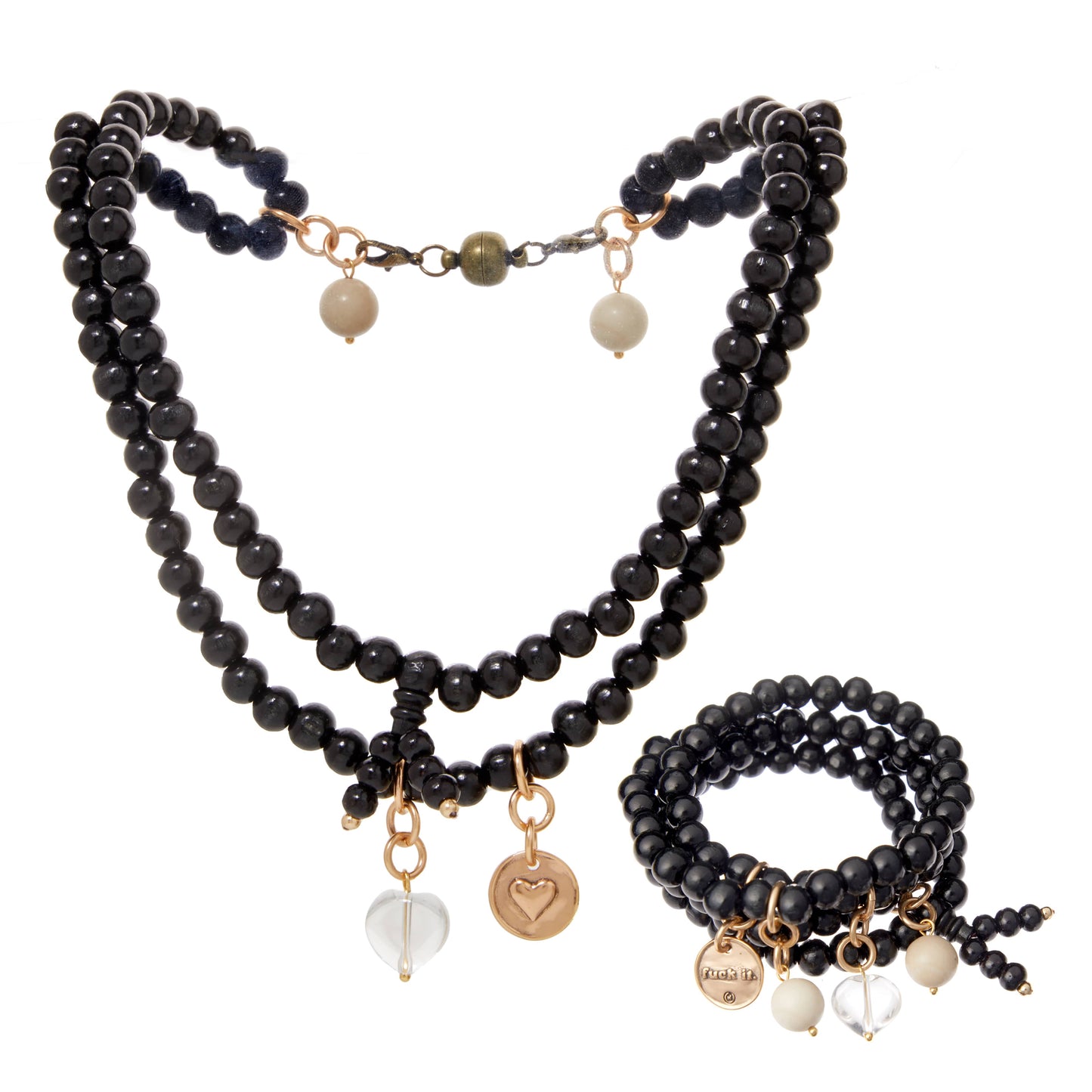 F*ck It Heart Wood Boho Wrap Bracelet/Necklace