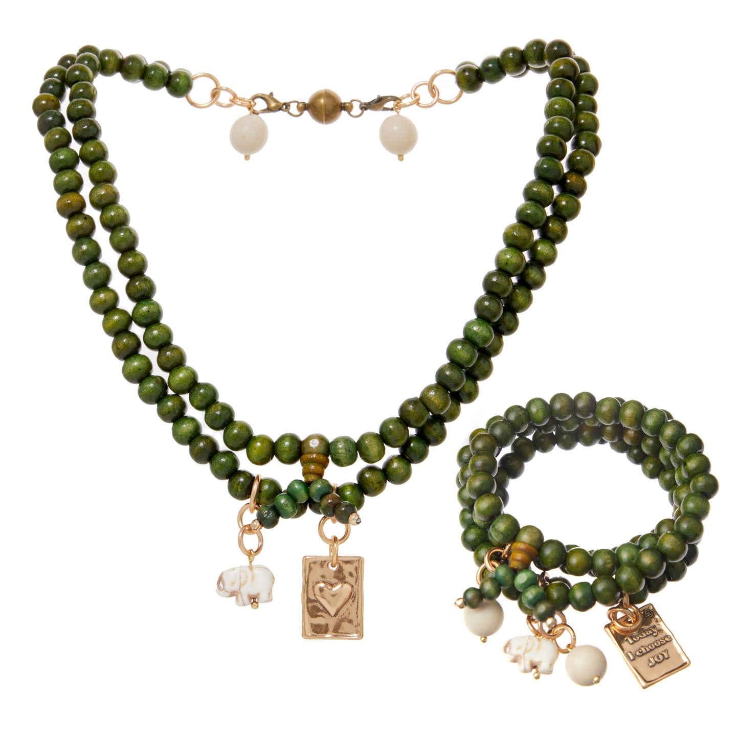 Today I Choose Joy Heart Wood Boho Wrap Bracelet/Necklace