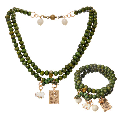 Today I Choose Joy Heart Wood Boho Wrap Bracelet/Necklace