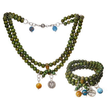 Breathe Heart Wood Boho Wrap Bracelet/Necklace