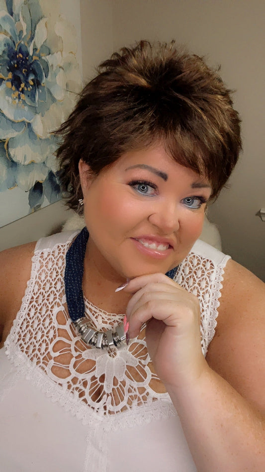 DANA – Luxury Wig by Chic Lifestyle Shown in Sepia.