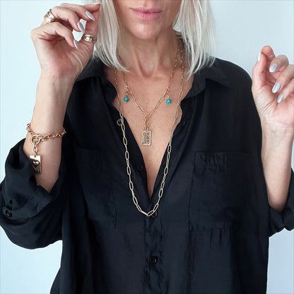 Take a Deep Breath and Let That Shit Go Heart Klink Necklace