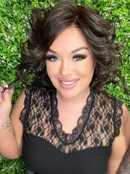 EVIE – Luxury Wig by Chic Lifestyle Shown in Espresso Brown.