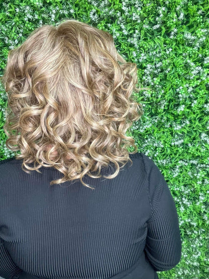 EVIE – Luxury Wig by Chic Lifestyle Shown in Sunkissed Brown.