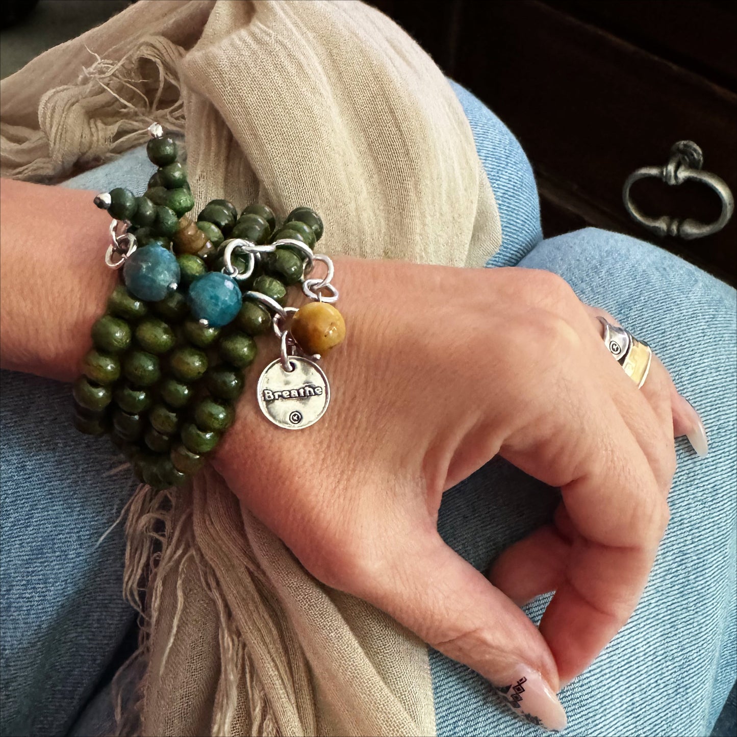 Breathe Heart Wood Boho Wrap Bracelet/Necklace