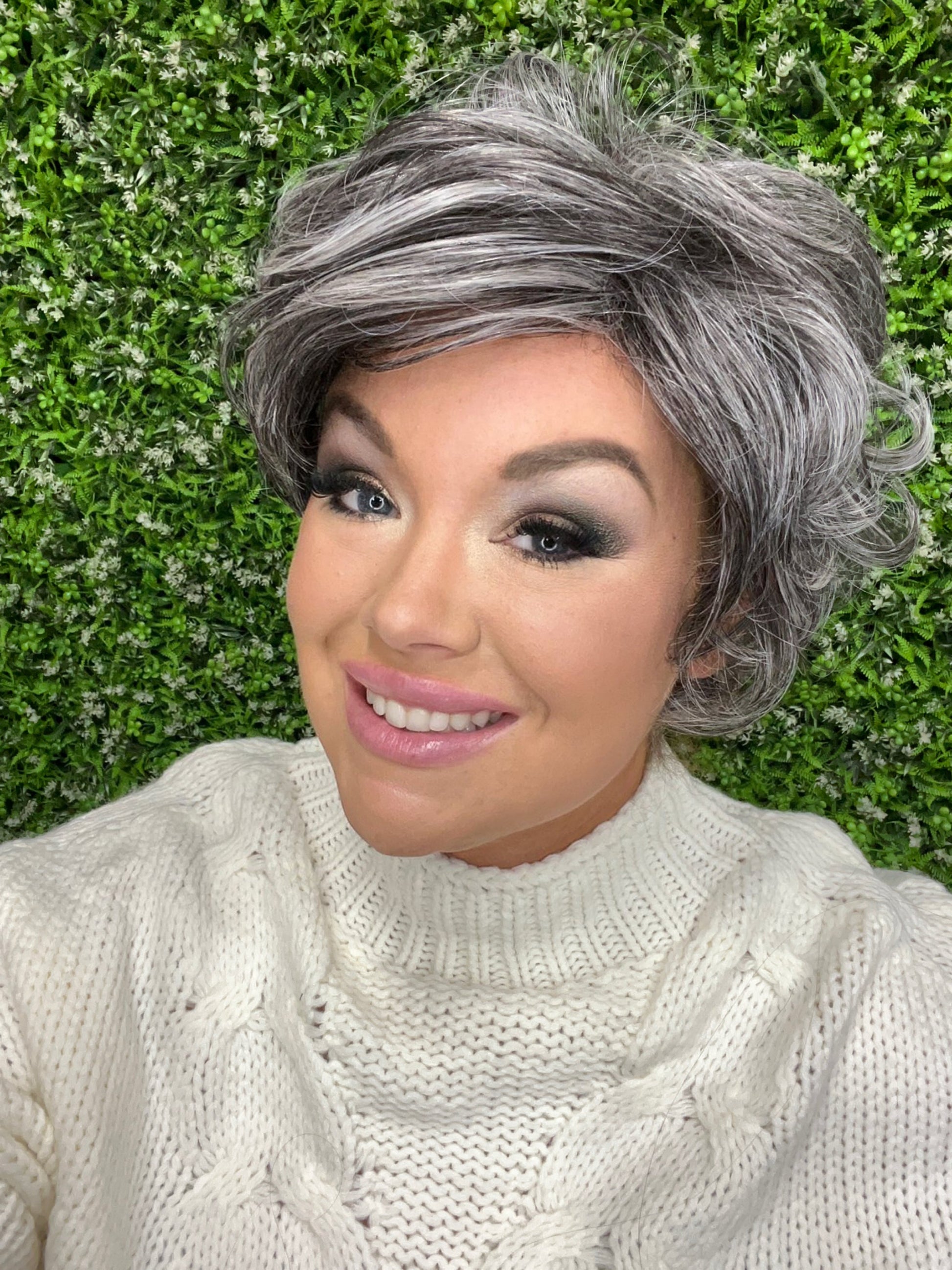 GRETA – Luxury Wig by Chic Lifestyle Shown in Salt And Pepper.