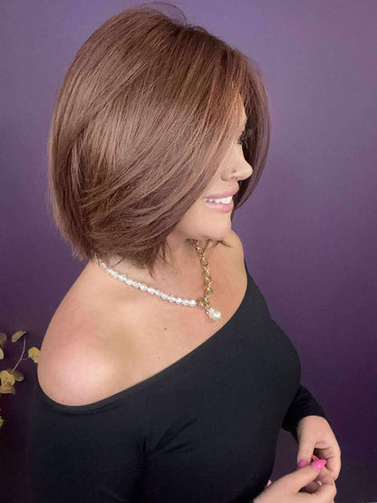 Gabby – Luxury Wig by Chic Lifestyle Shown in Red Auburn.