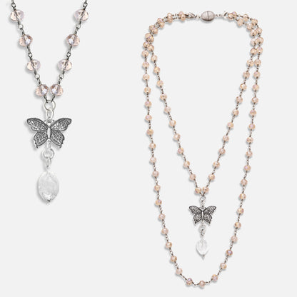 Joy Butterfly Long Rosary Chain Necklace