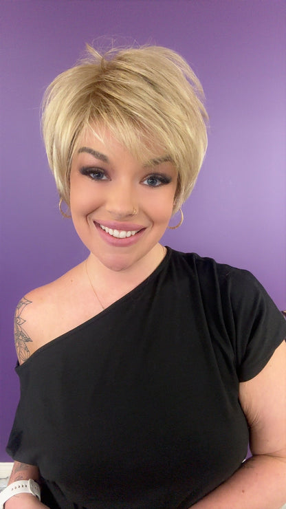 KATIE – Luxury Wig by Chic Lifestyle Shown in Satin Gold.