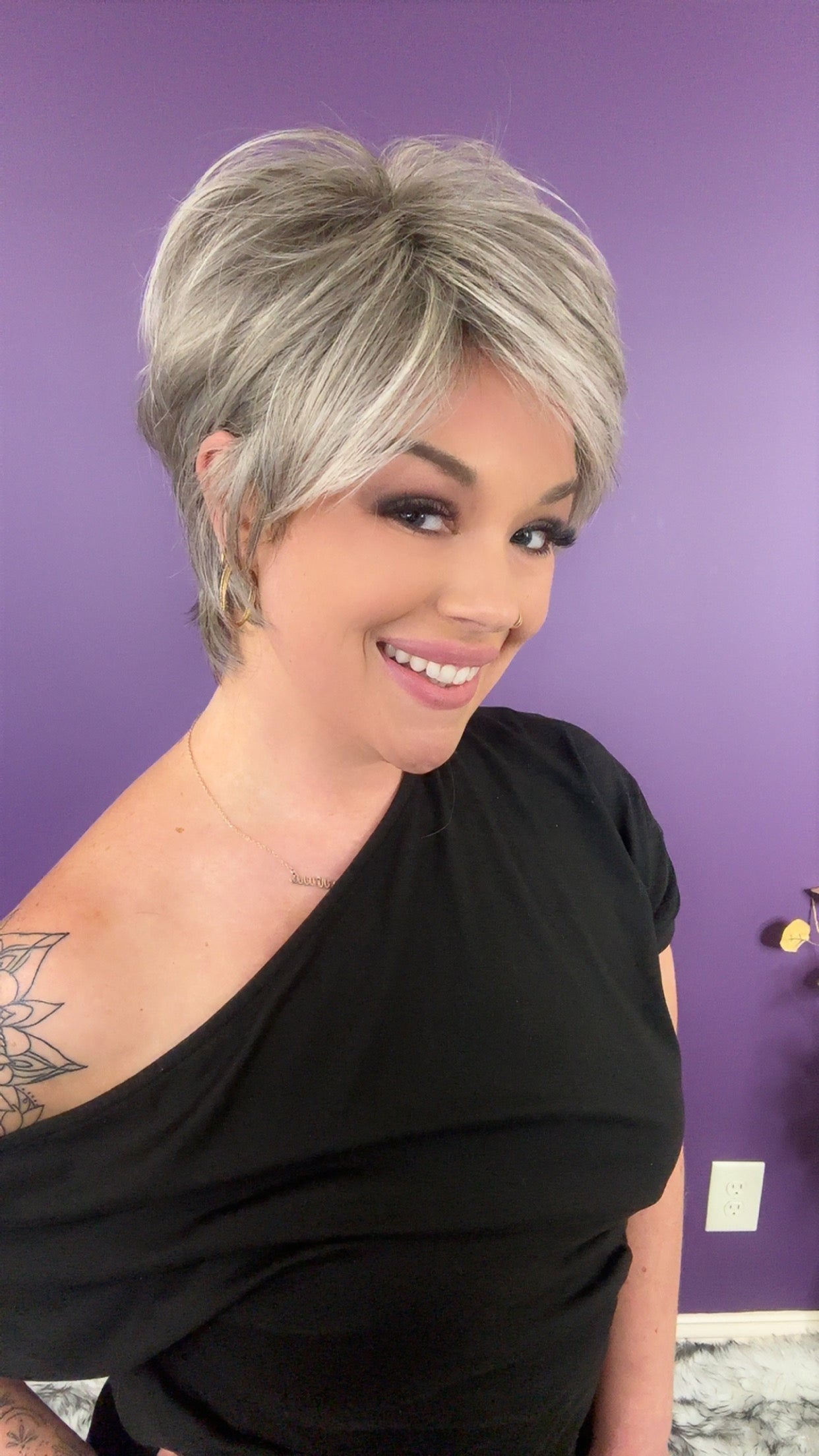 KATIE – Luxury Wig by Chic Lifestyle Shown in Silver Twilight.