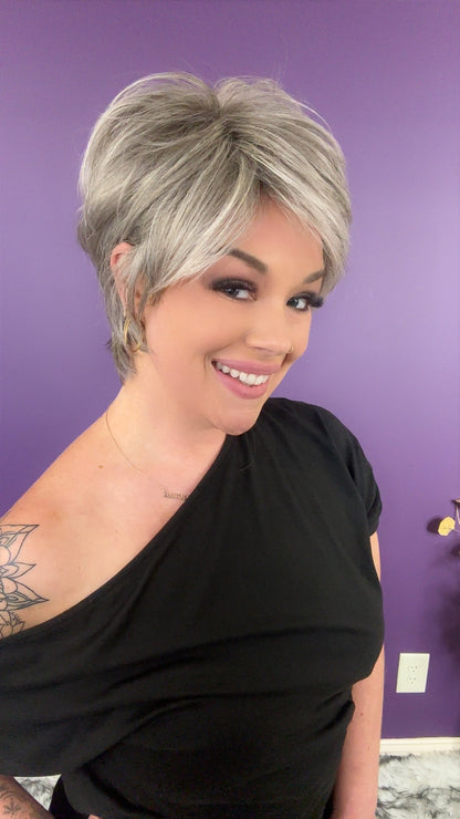 KATIE – Luxury Wig by Chic Lifestyle Shown in Silver Twilight.