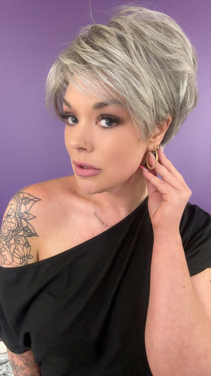 KATIE – Luxury Wig by Chic Lifestyle Shown in Silver Twilight.