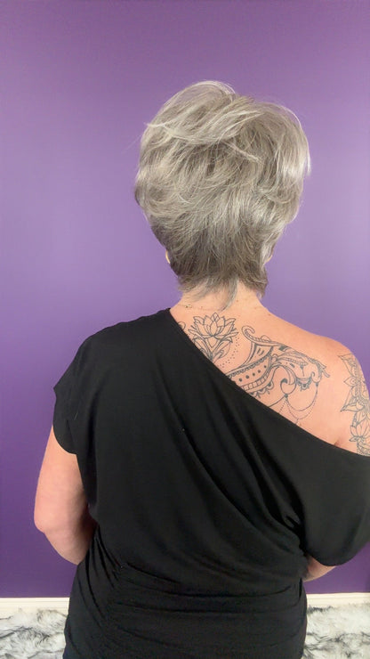 KATIE – Luxury Wig by Chic Lifestyle Shown in Silver Twilight.