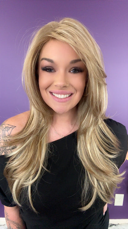 LUCY – Luxury Wig by Chic Lifestyle Shown in Misty Sunrise.