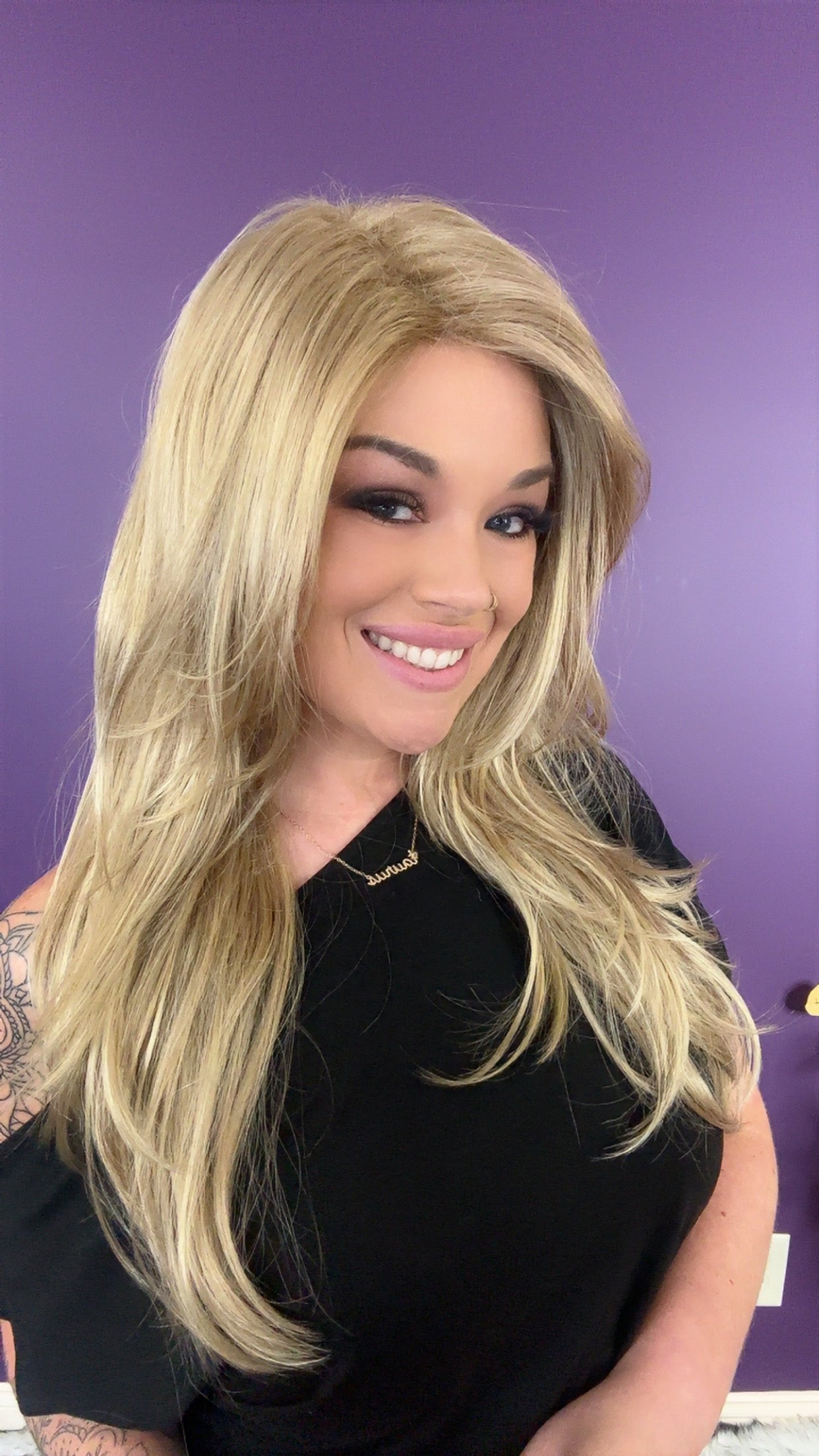 LUCY – Luxury Wig by Chic Lifestyle Shown in Satin Gold.